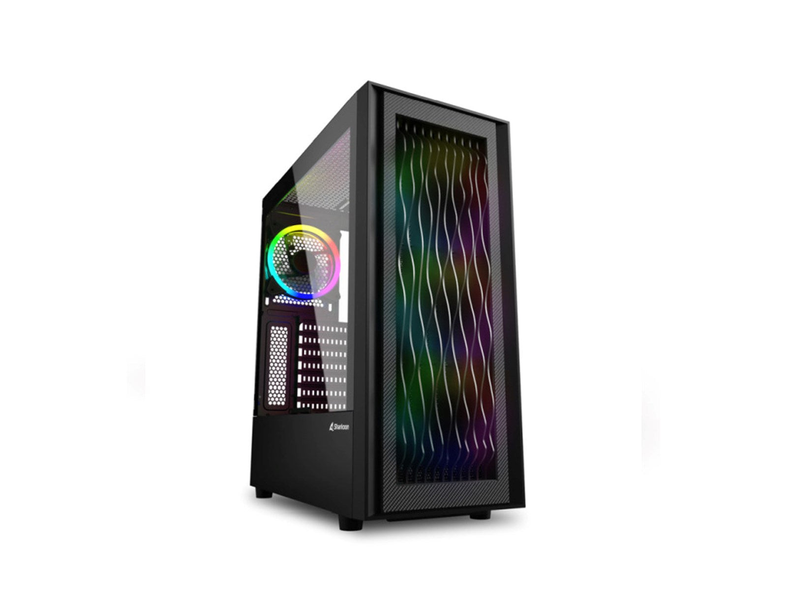 Sharkoon RGB WAVE Midi Tower ATX kućište bez napajanja, prednji/stražnji RGB ventilatori 4×120mm,Type-C (USB 3.2 Gen 2)x1,USB 3.0x2, crno