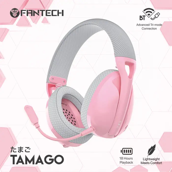 BLUETOOTH STEREO SLUŠALICE FANTECH BT5.2, WI-FI 2.4G, TIP C TAMAGO WHG01 PINK