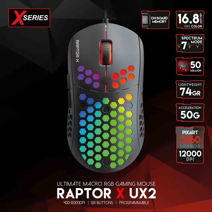 MIŠ GAMING ŽIČNI FANTECH 12000  DPI HIVE UX2