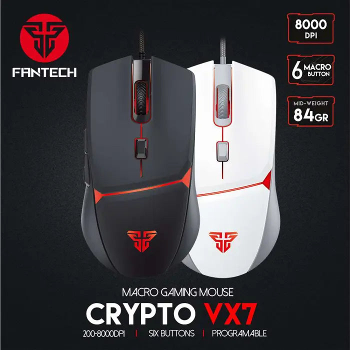 MIŠ GAMING ŽIČNI FANTECH 8000 DPI CRYPTO VX7 CRNI