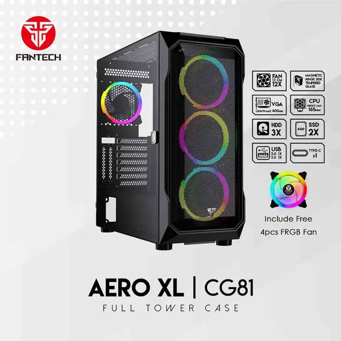 PC KUĆIŠTE FANTECH  470x205x480mm 4,9kg 4xVENTILATOR LIJEVO STAKLO AERO XL CG81