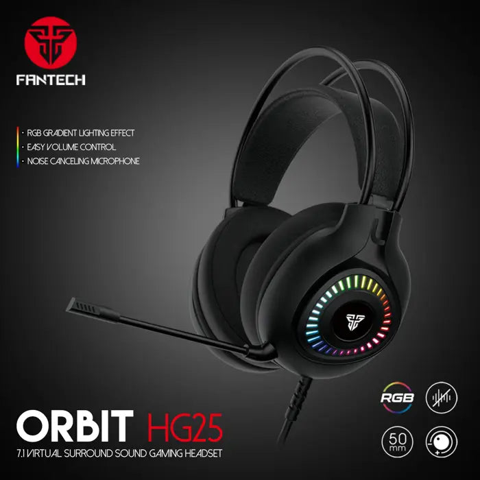 SLUŠALICE ŽIČNE GAMING FANTECH  7.1 ORBIT HG25 CRNE