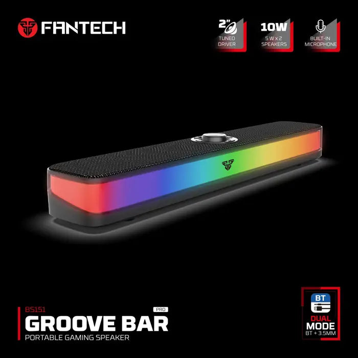 ZVUČNIK GAMING FANTECH BLUETOOTH 5.3, 3.5 mm + TIP C GROOVE BAR PRO BS151 CRNI